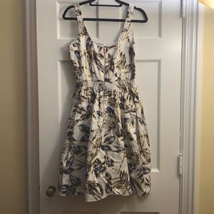 NWT J. Crew zip front linen floral and gold dress